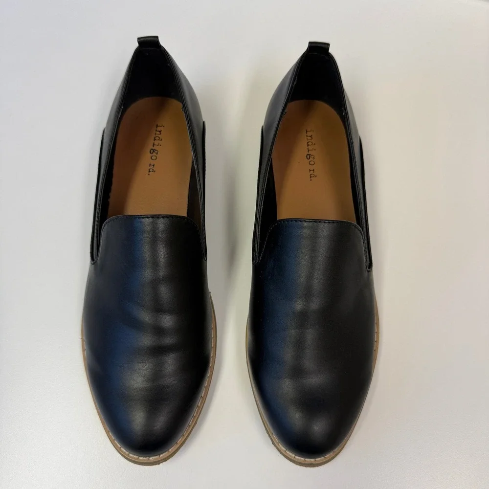 Indigo rd Women Hestley Loafers Size 8.5 Black Slip On Flats Minimalist Neutral